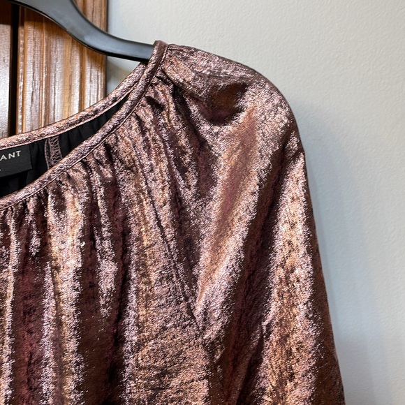 LANE BRYANT NWT Sz 14/16 Swing Satin Boatneck Blouse Festive Metallic Rose Pink - Picture 9 of 12